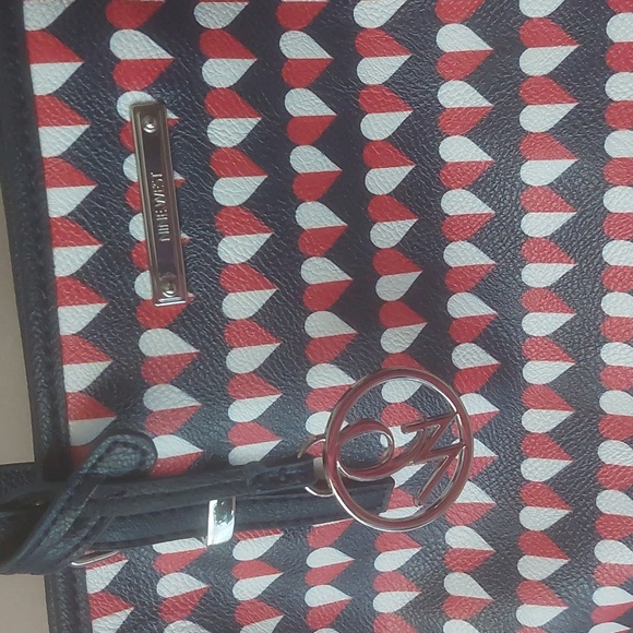 Nine West Navy Red and White Hearts Large Tote - Picture 6 of 16